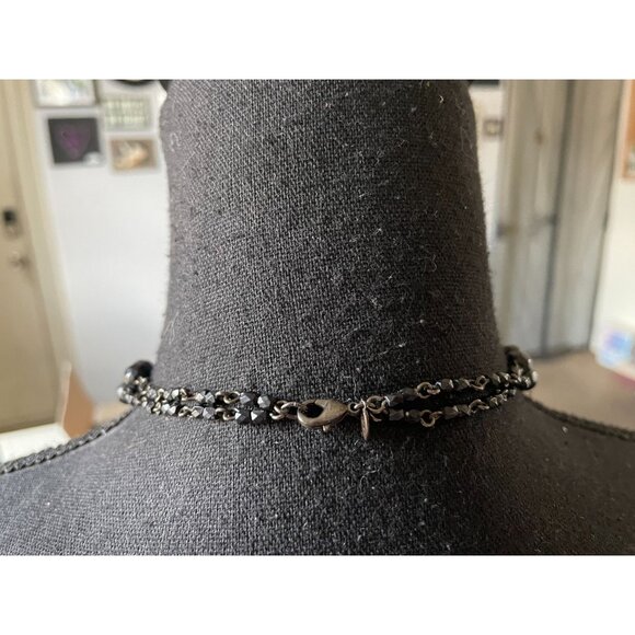 Vintage AVON black faceted double teardrop pendant gothic necklace - Picture 2 of 6